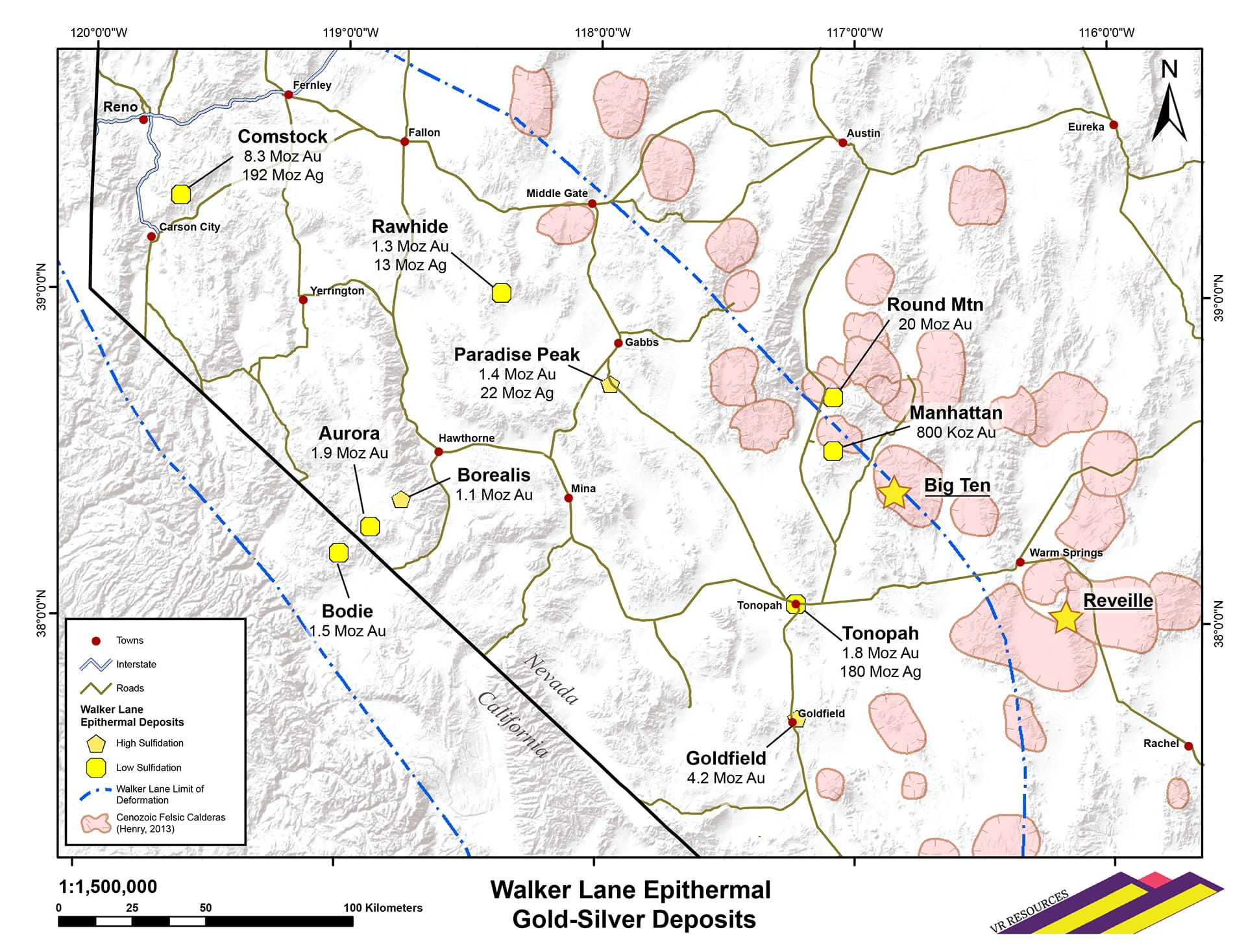 Location Map in Walker Lane belt, Nevada