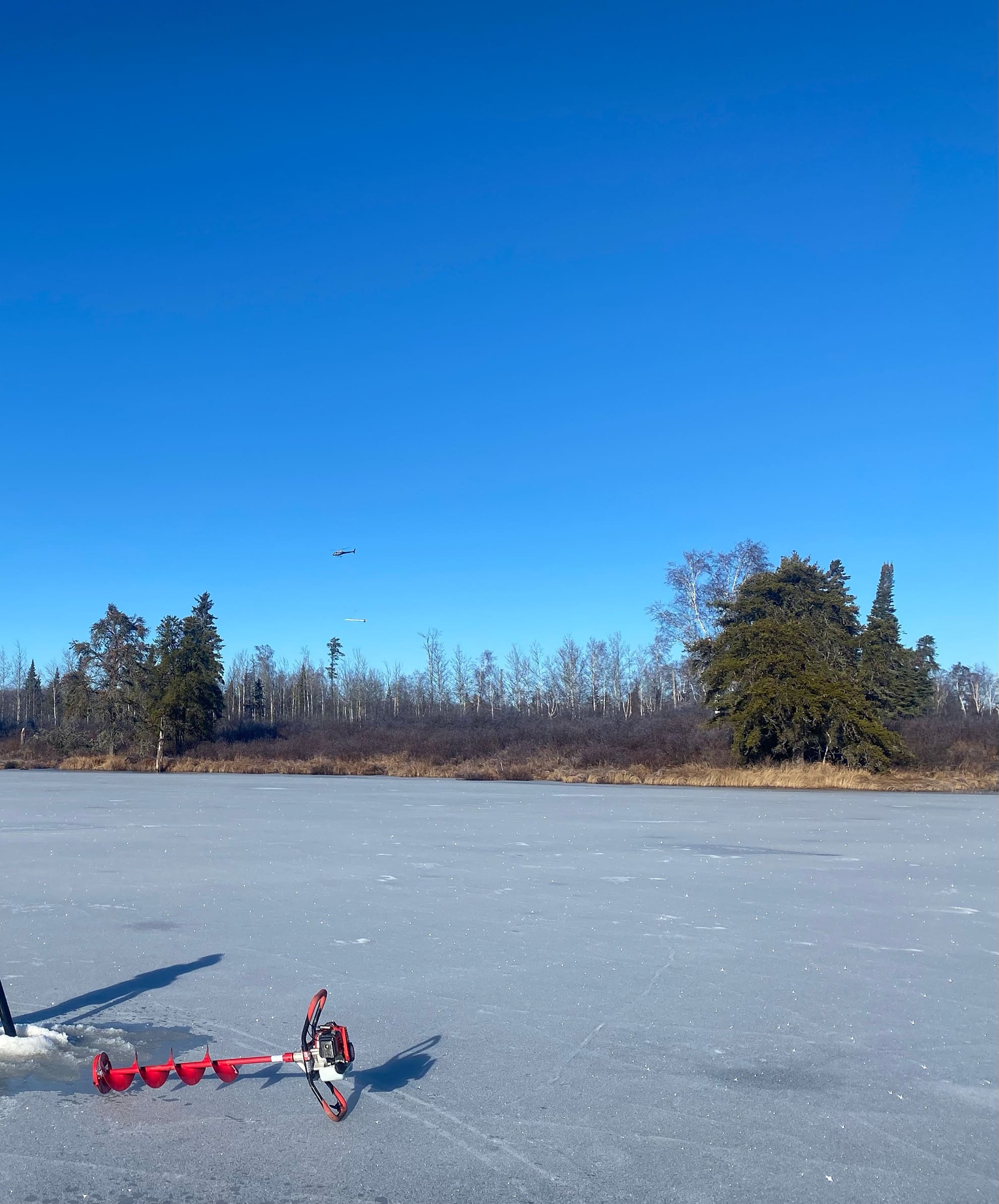 Spring 2024 lake sediment sampling and magnetic + DIGEM helicopter survey near discovery outcrop